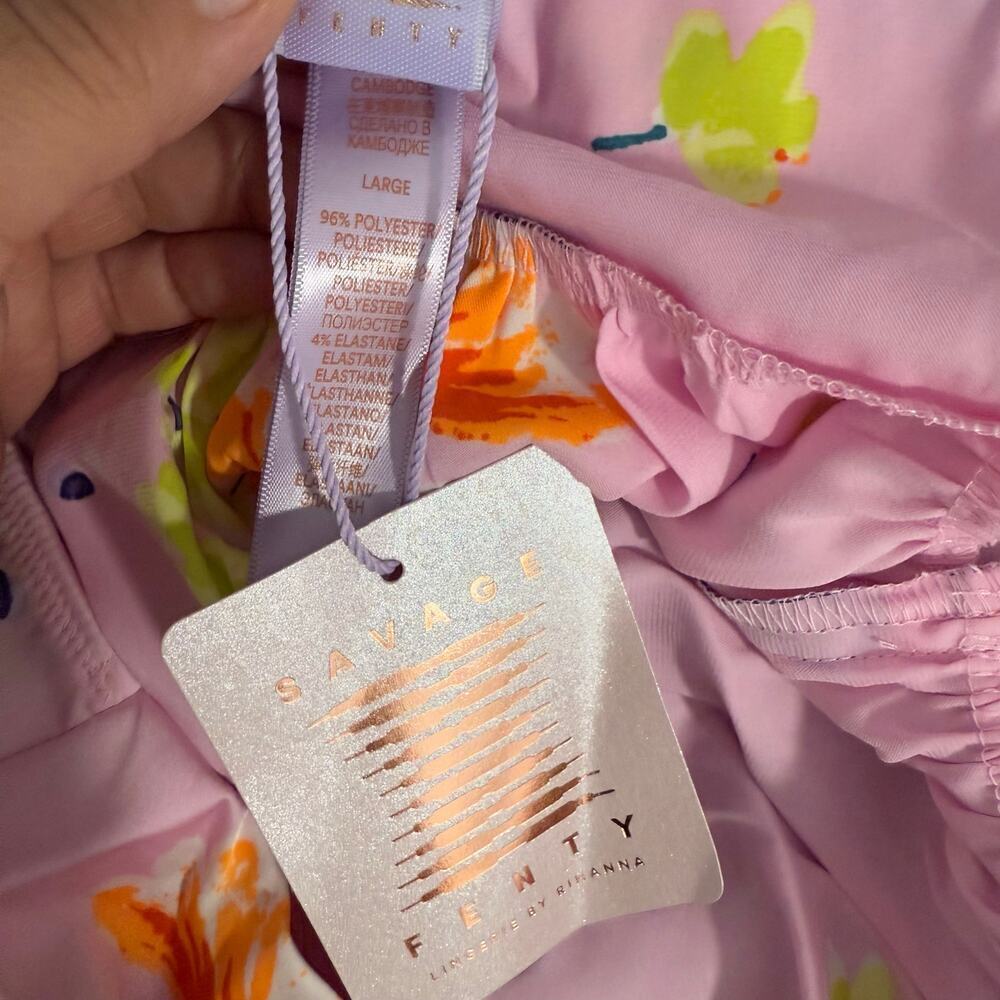Savage X Fenty Night Blooms Satin Sleep Cami, Large - Picture 3 of 3